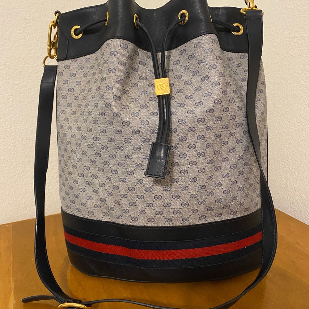Gucci Ophidia Bucket Vintage Monogram Blue Gg